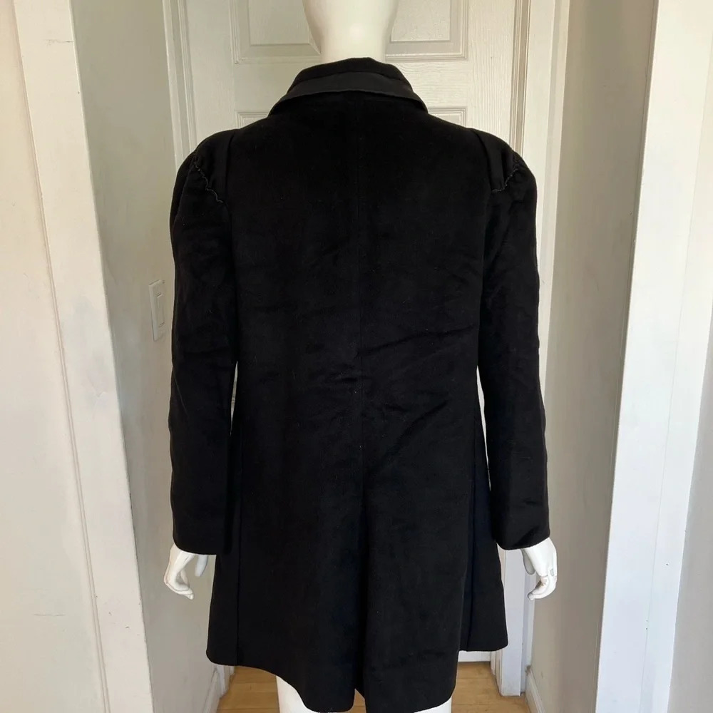 Marithe Francois Girbaud Angora Virgin Wool Double Breasted Black Coat Size 8 - Picture 5 of 10